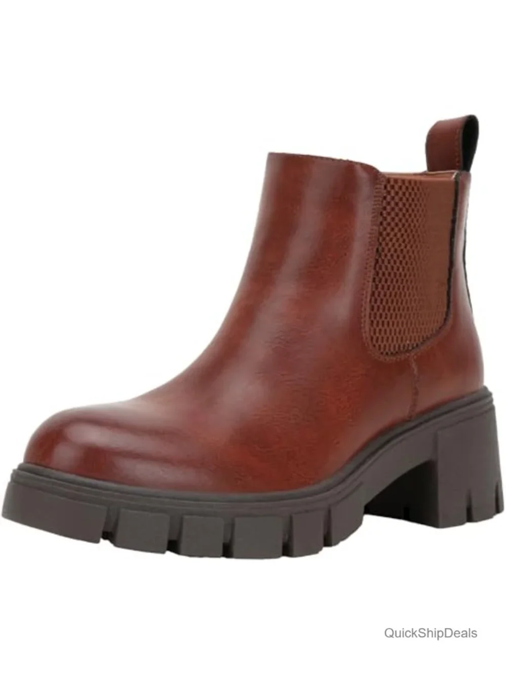 Women's Chunky Platform Chelsea Ankle Boots Slip On Faux Leather